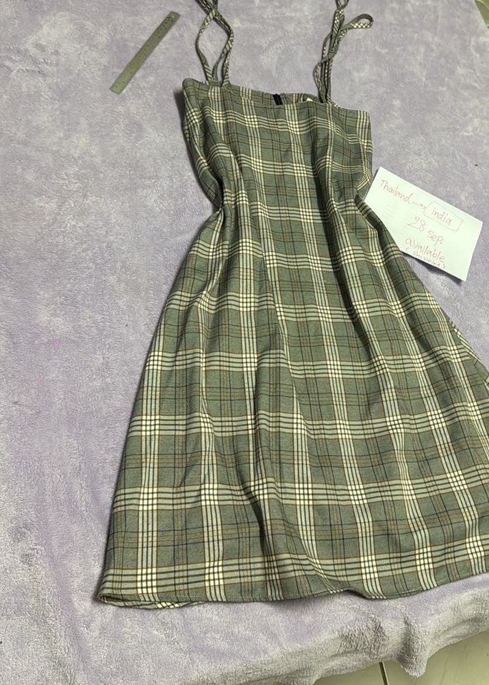 Plaid Spaghetti Strap Dress 34+