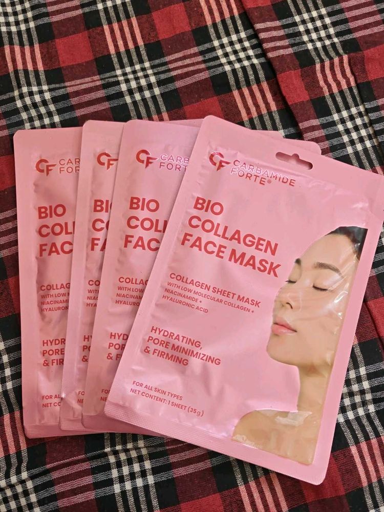 Carbamide Forte Bio Collagen Face Masks - 4 Pack