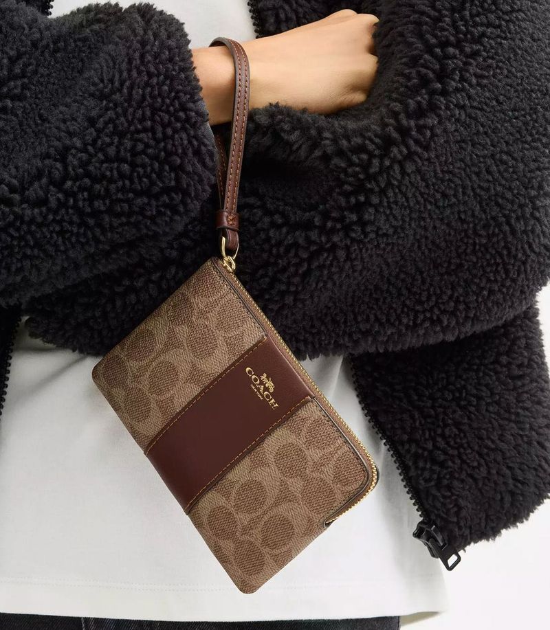 authentic Coach Signature Print Wristlet
