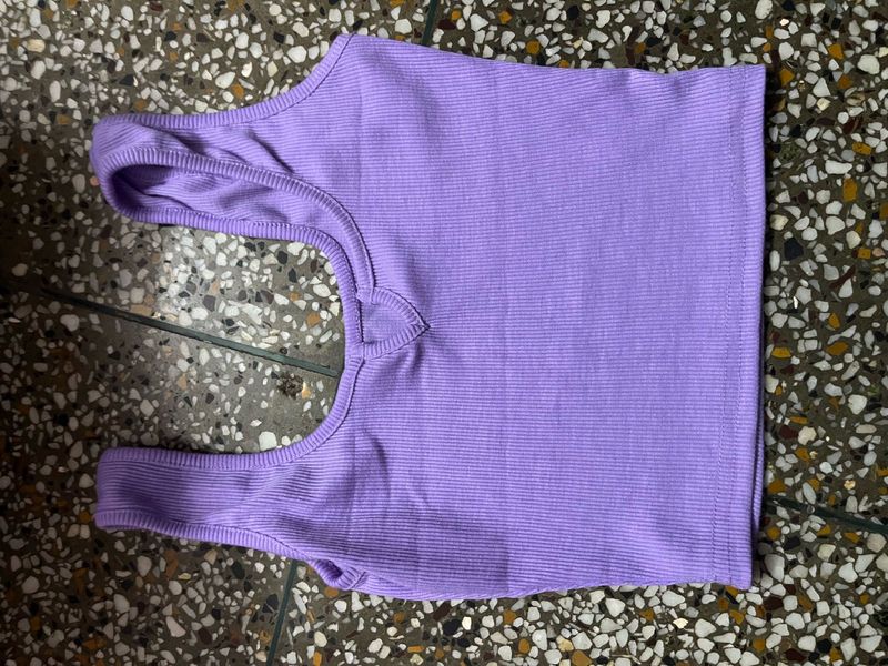 Lavender Ribbed Crop Tank Top