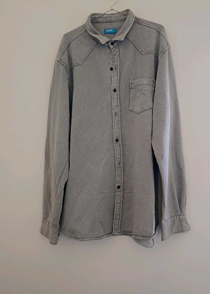 Men's Baggy Grey Washed Shirt