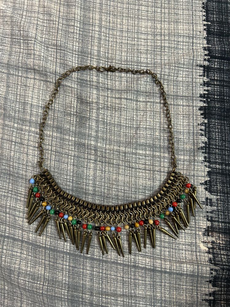 oxidised gold tribal necklace