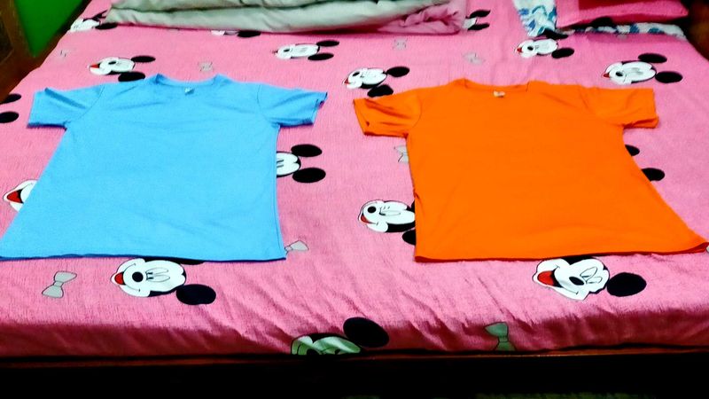 Two Basic New Tees In Blue And Orange Color......