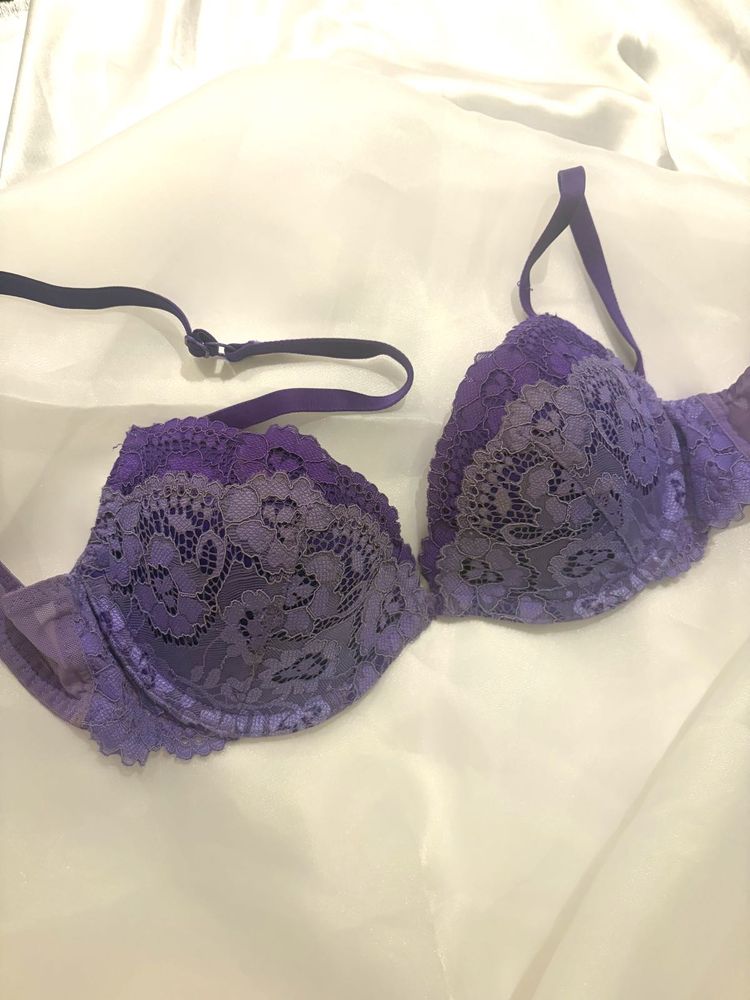 Purple Lace Balconette Bra
