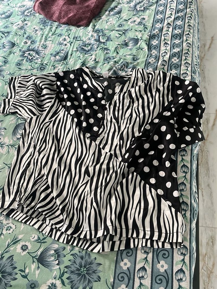 Monochrome Zebra &amp; Polka Dot Tunic