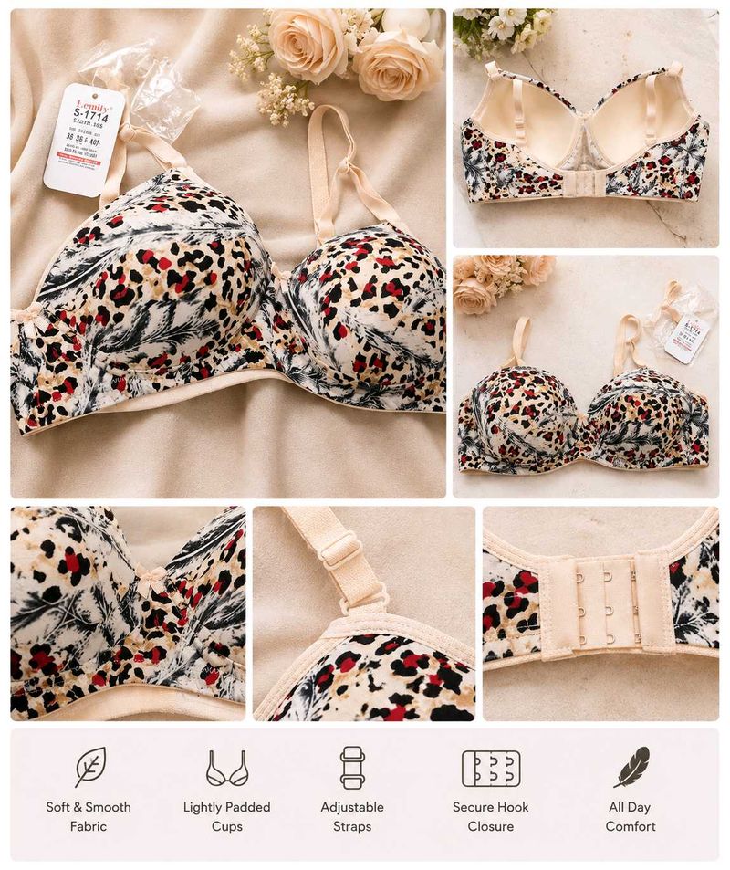 Women's Cotton Blend Printed Non-Padded Everyday B