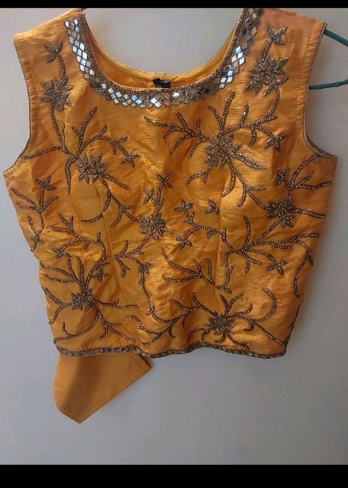 Mustard yellow ethnic crop top/ Blouse