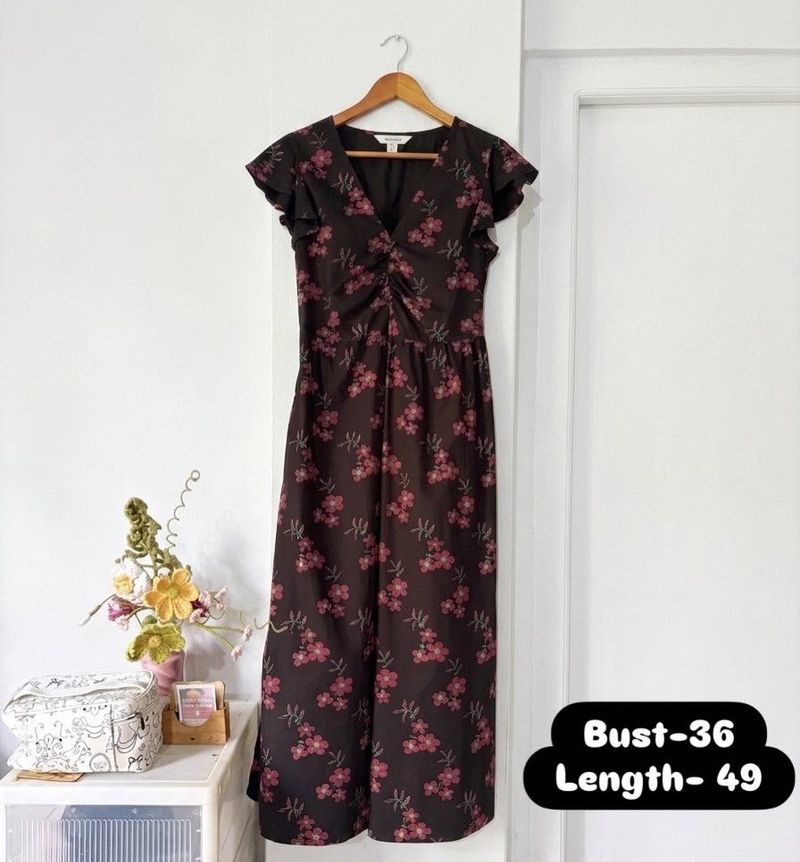Floral Print V-Neck Maxi Dress