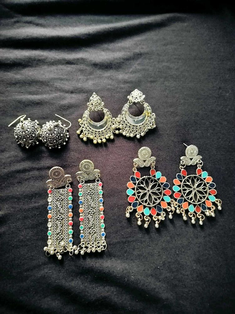 Ethnic Silver Earring Set