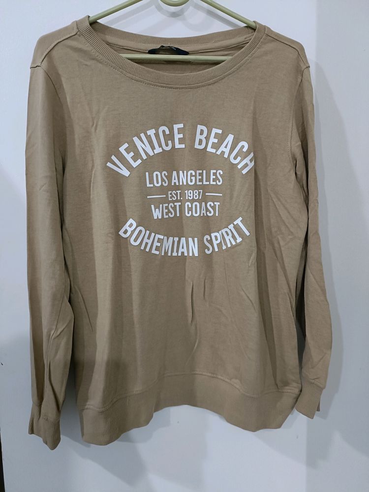 Women Beige Thin Sweatshirt