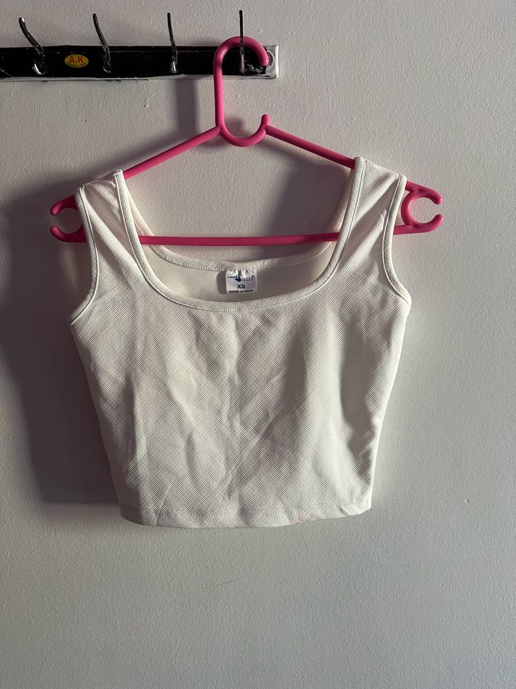 White Crop Tank Top