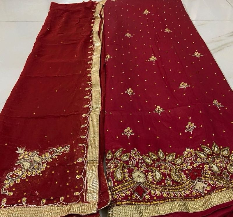 Red &amp; Gold Embroidered Suit Price Negotiable