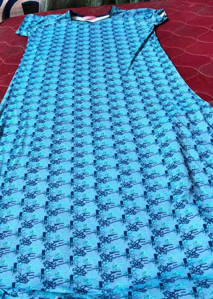 Light Blue Printed Maxi / nighty