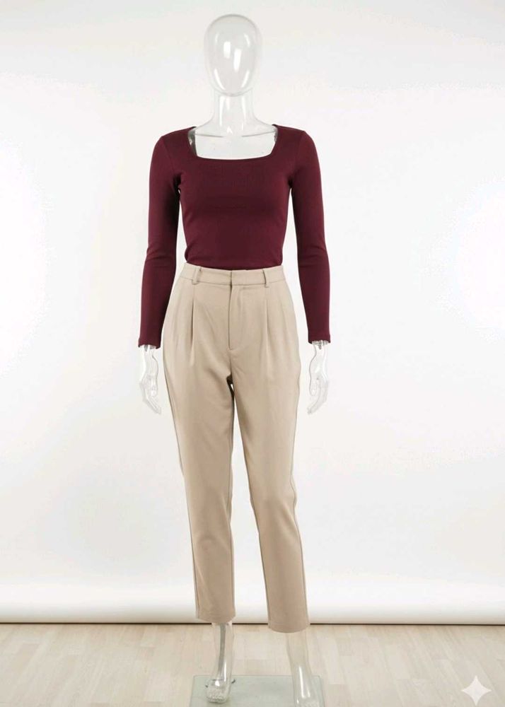 Zara Burgundy fitted Top