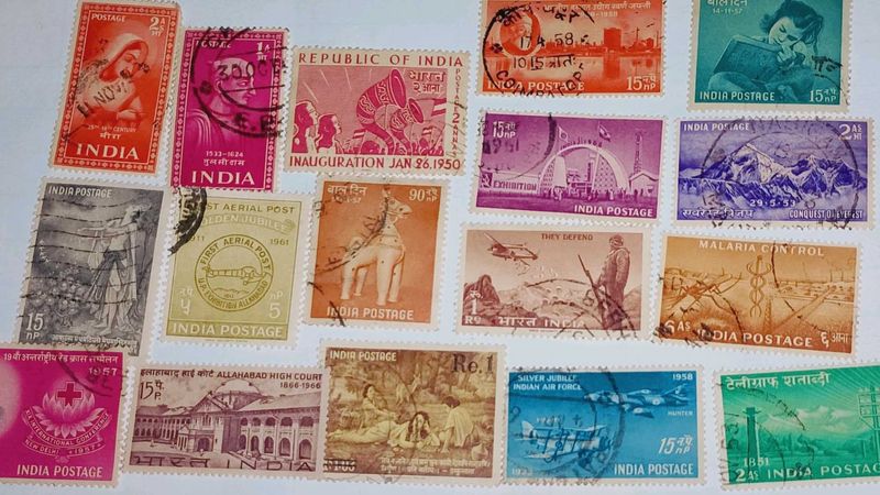 RARE 1950s-70s INDIAN POSTAGE STAMPS