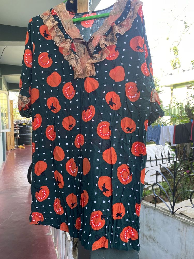 Cute Tomato Print Nighty