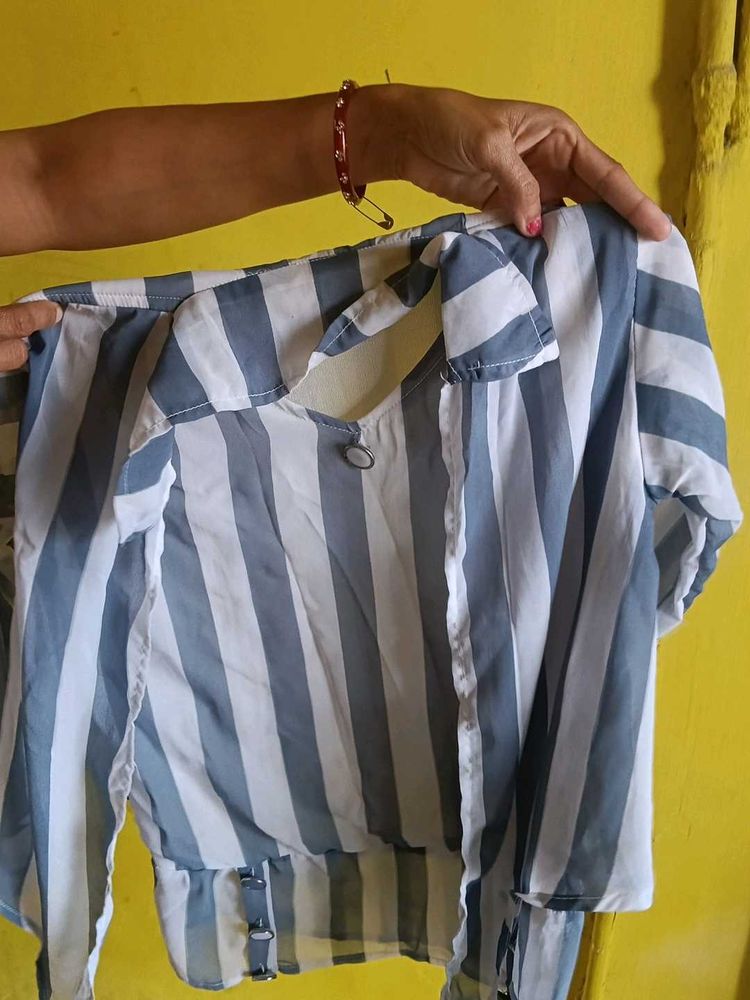 Striped Sheer Blouse