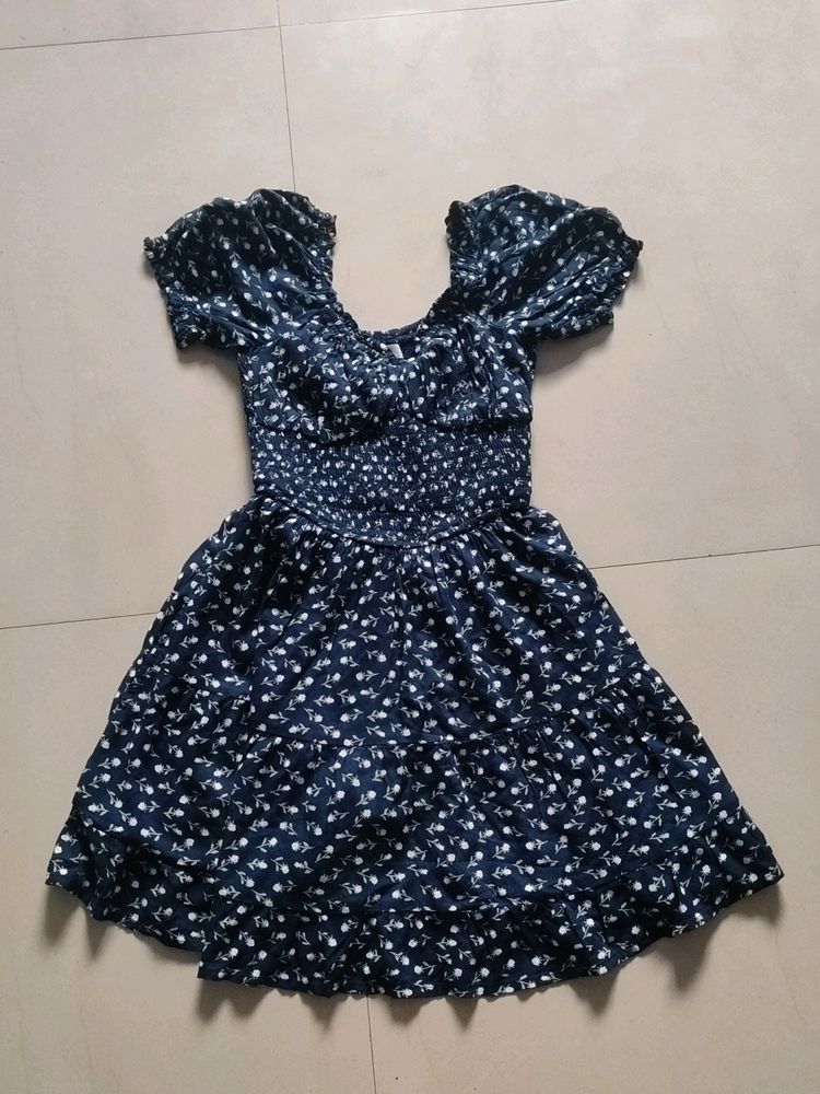🎉Offer🎉Navy blue Dress Mini With Shorts Attached