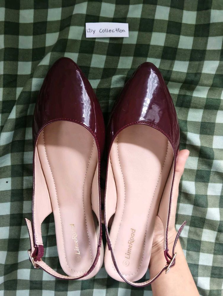 SALE ❗Burgundy / cherry red Patent Slingback Flats