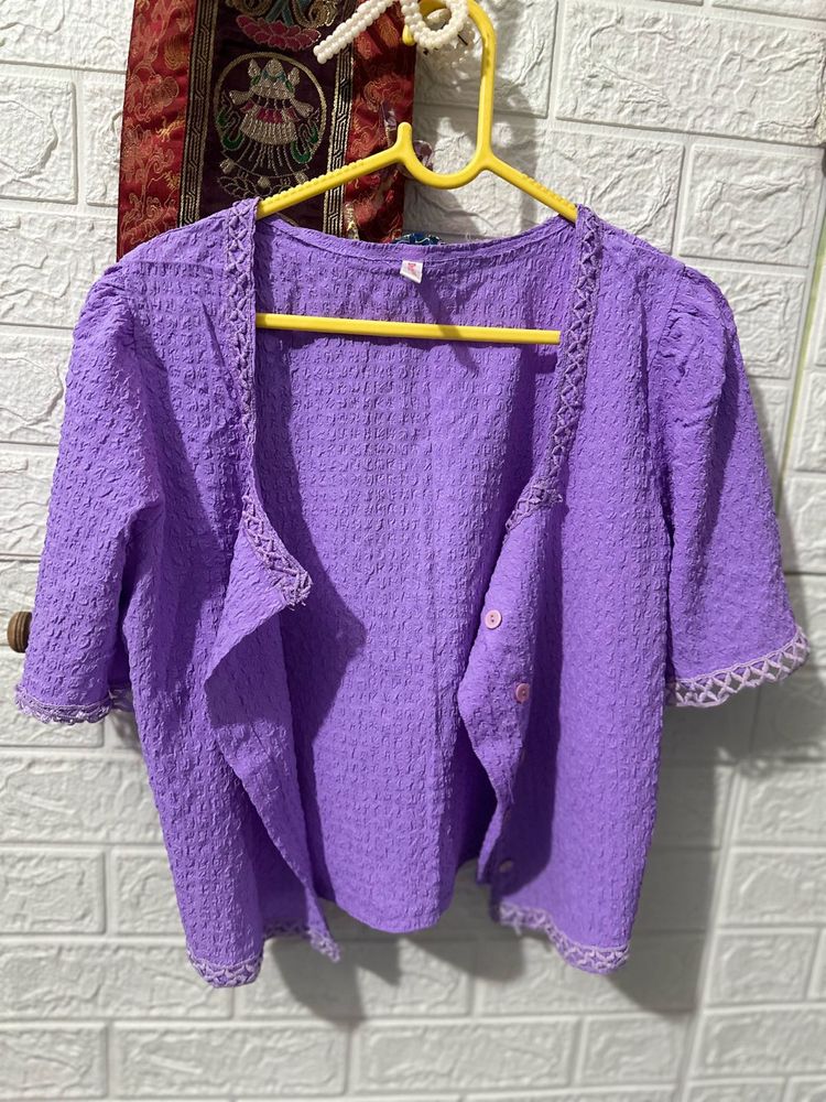Lilac Textured Cropped Top