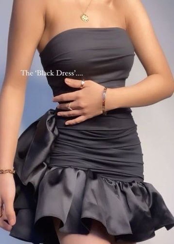 Elegant Black Strapless Ruched Dress