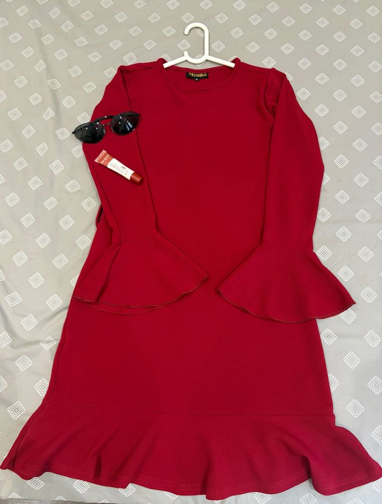 Chic Red Ruffle Dress