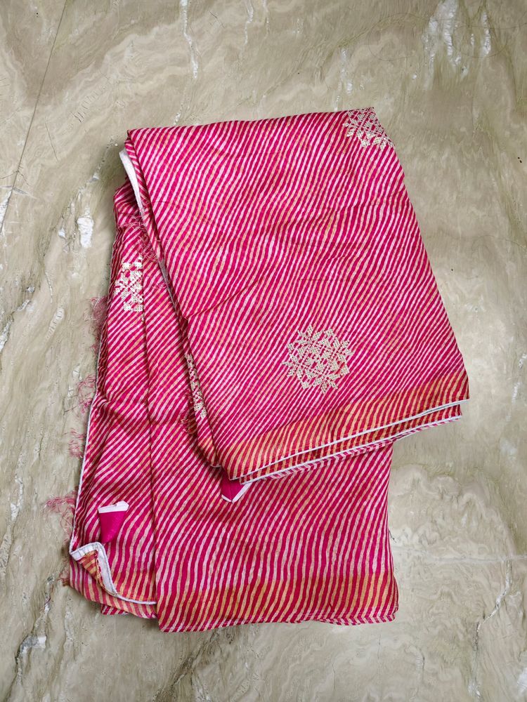 Beautiful Pink and white Saree With Coding Work