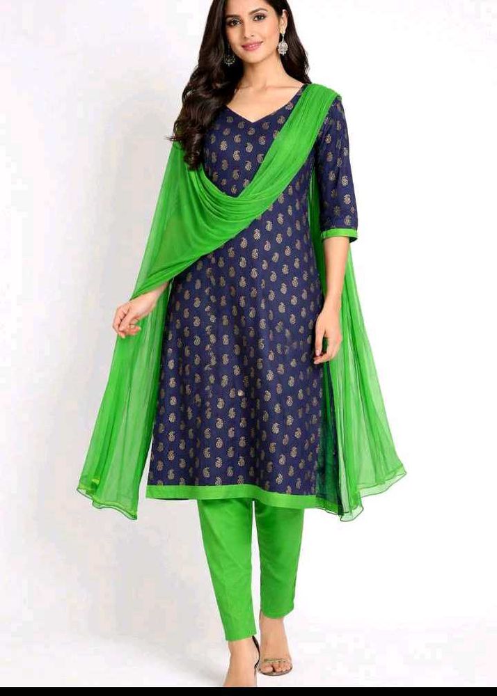 Elegant Navy Blue Kurta Set with Dupatta