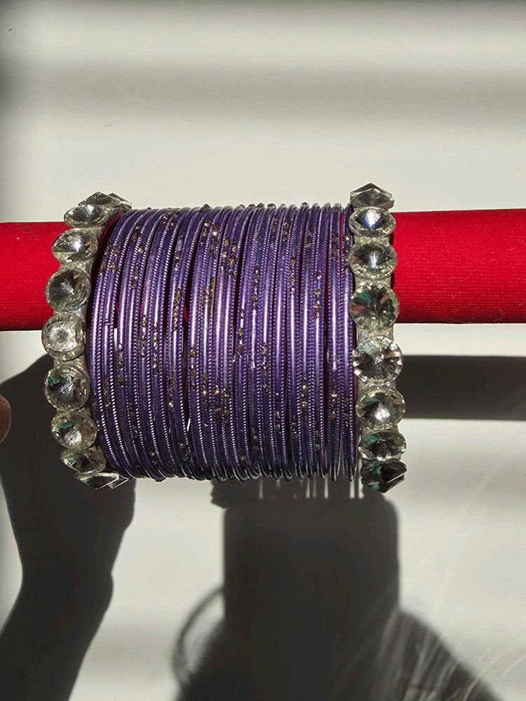 23 pcs - Elegant Purple Bangles with Rhinestones