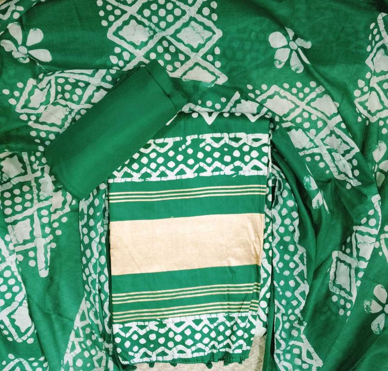 jaipuri batik unstitched cotton suits for women