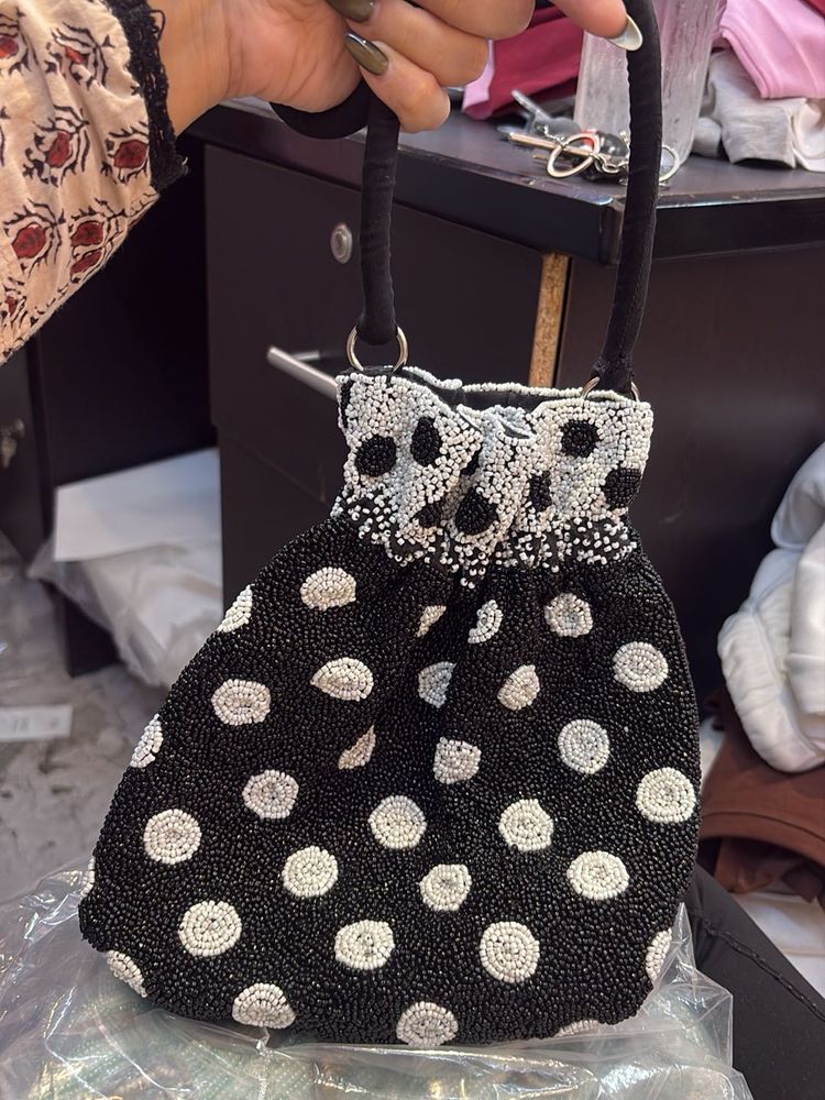Beaded Polka Dot Clutch Bag