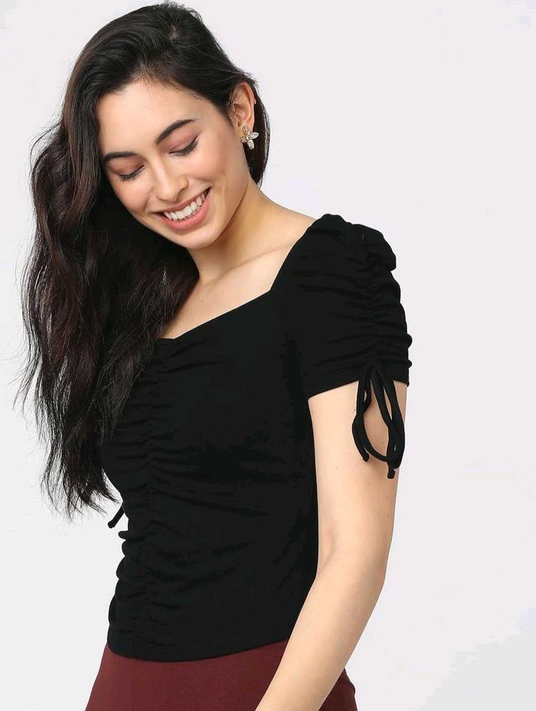 Chic Black Ruched Top
