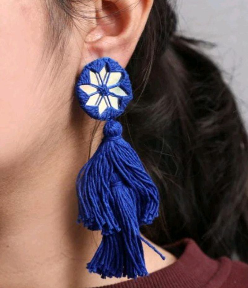 Blue mirror earrings