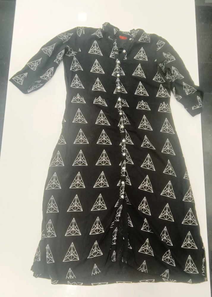 Black Geometric Print Shirt