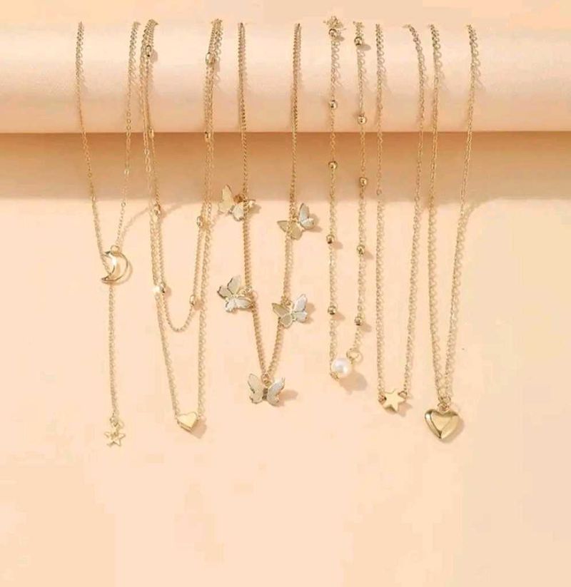 Set of 6 Delicate Butterfly Necklaces