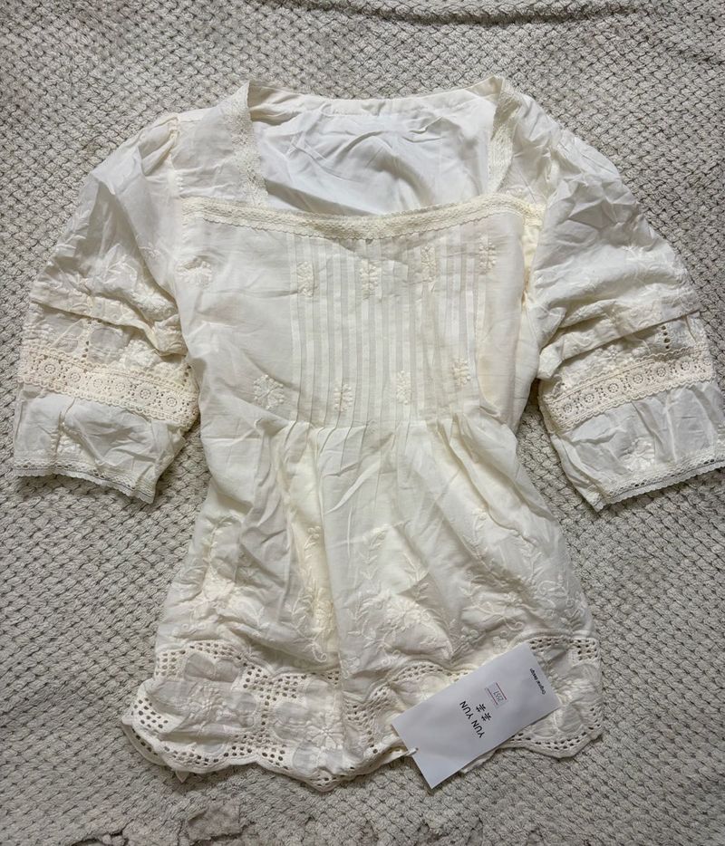 Boho White Embroidered co-ord set