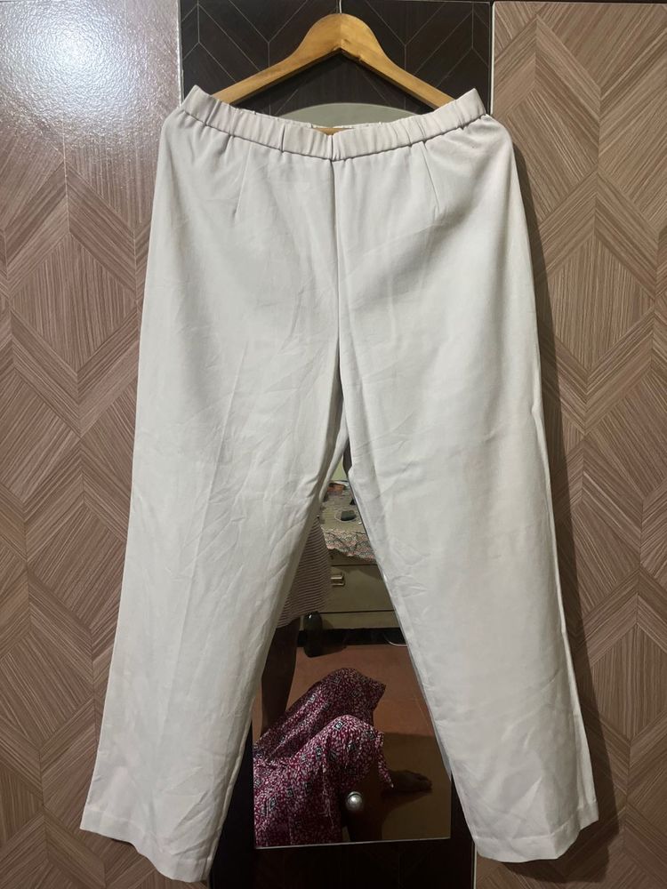 Cream Wide Leg Pants