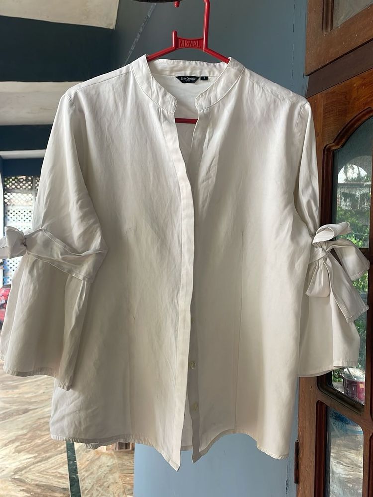 White Shirt with Tie Sleeves