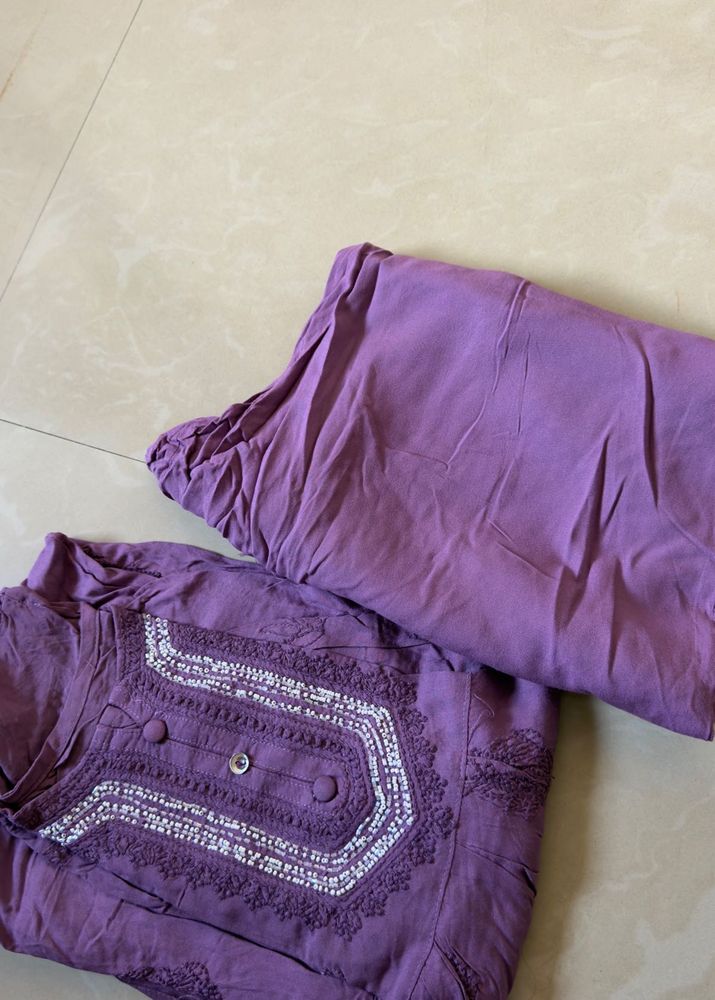 Beautiful Embroidered Purple Kurta