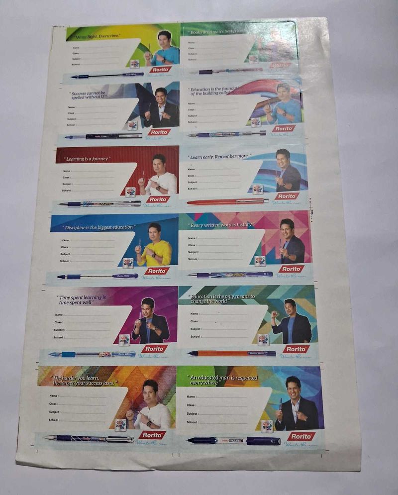 Sachin Tendulkar Rorito Pens Sticker Sheet