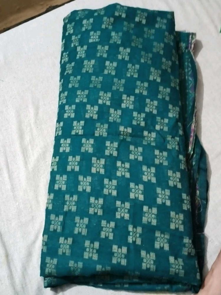 Teal Floral Print Dress Material
