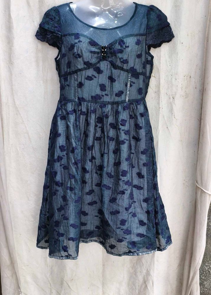 I. Chic Blue Floral Print Dress