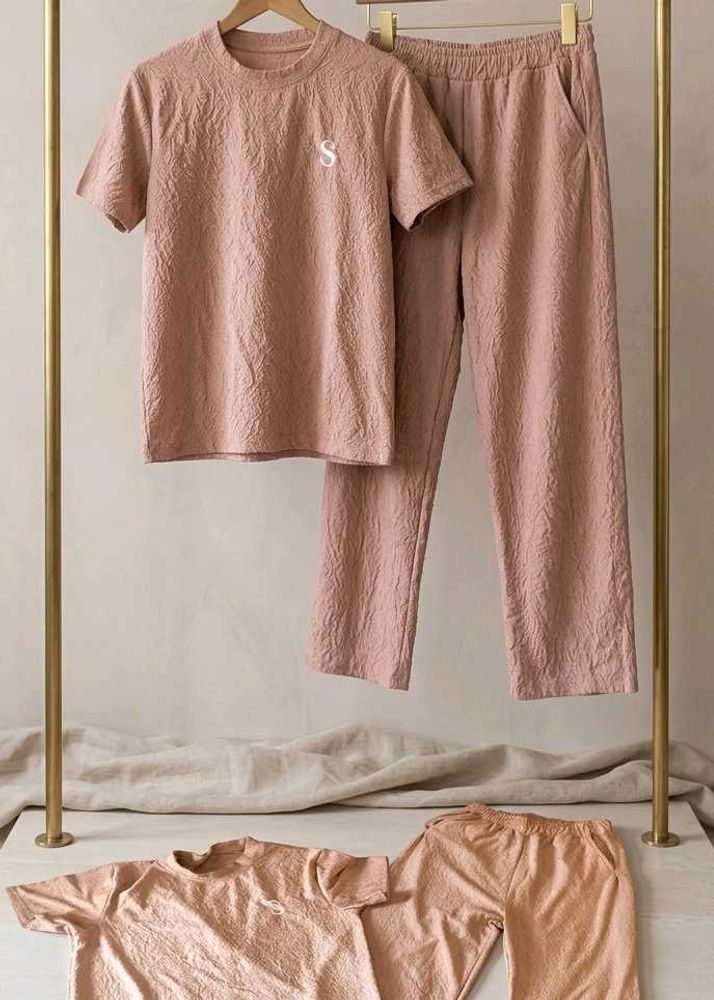 "Women's Premium Textured  Co-ord Set (T-Sh