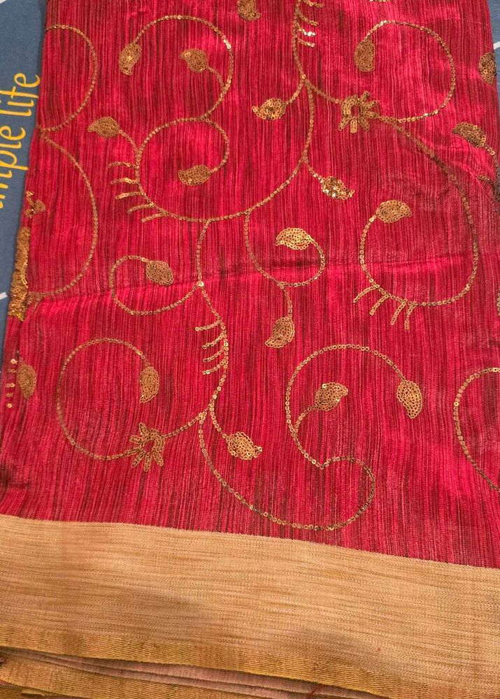 Elegant Red Sequin Dupatta