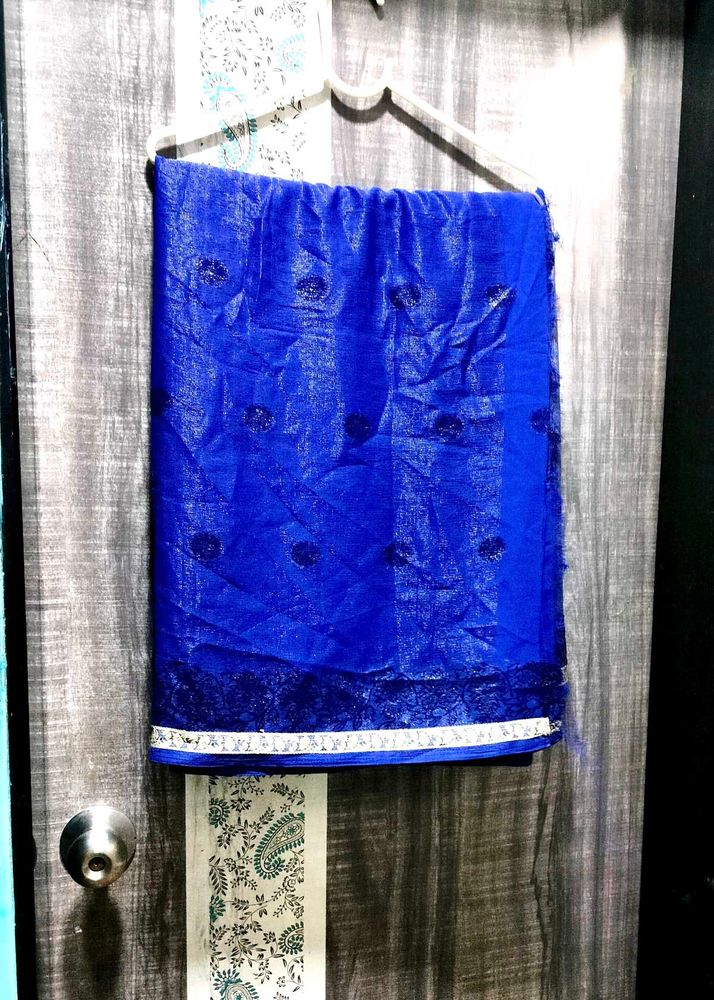 Royal Blue Embroidered Saree
