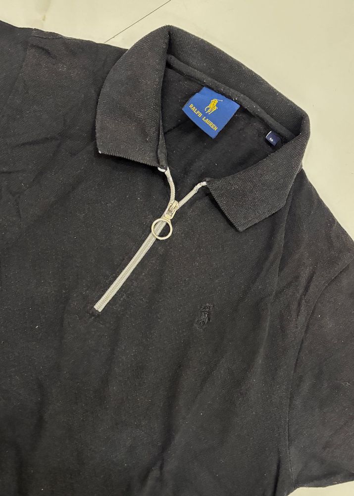 Ralph Lauren Black Zip Polo Top