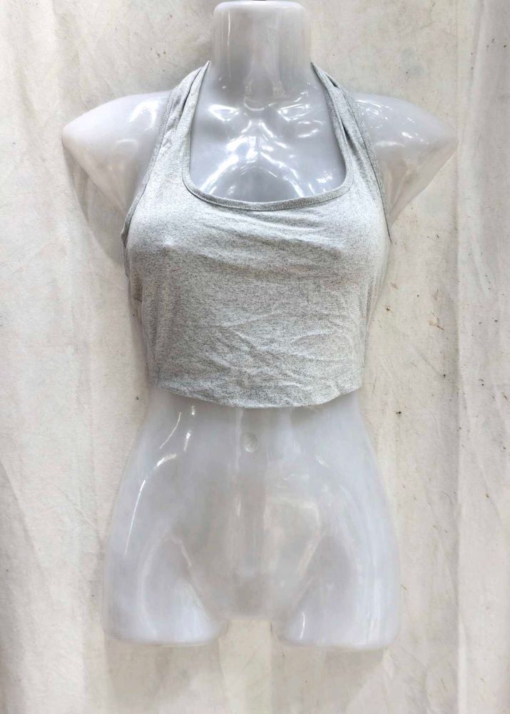 I. Grey Halter Neck Crop Top