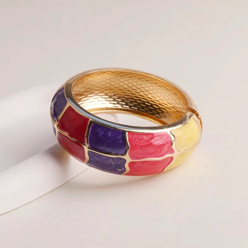 Colorful Enamel Wide Bangle