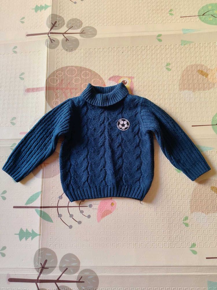 Cute Blue Sweater with Soccer Ball