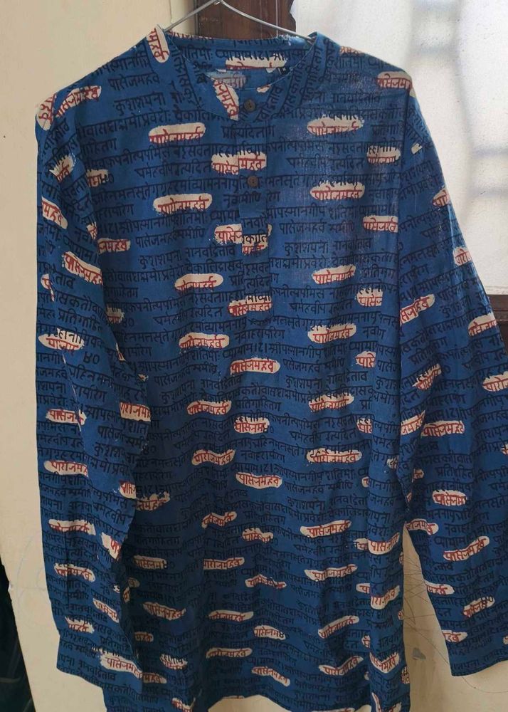 Blue Printed Men's Kurta